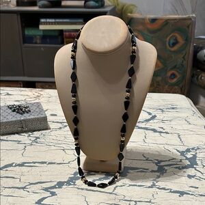 Trifari Black and Gold Geometric Necklace